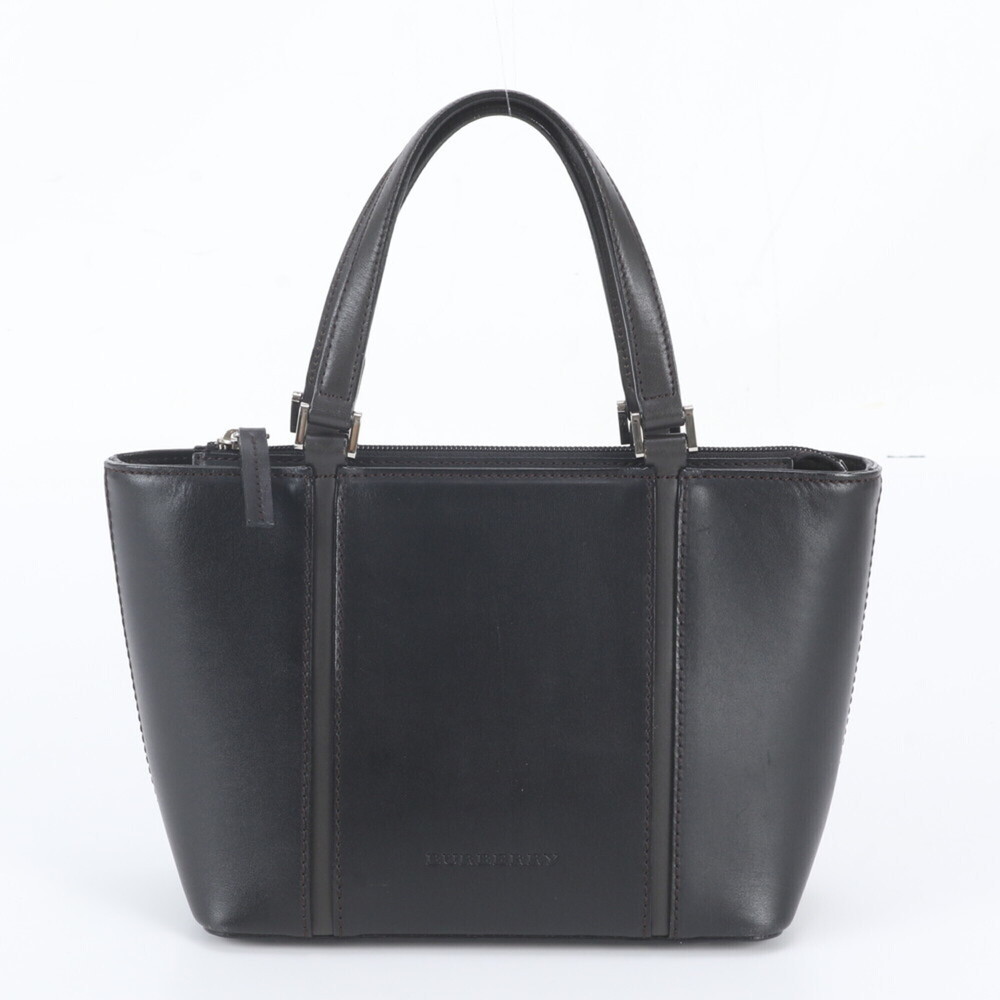 Burberry Nova Check Leather Handbag Tote Bag Black Women's